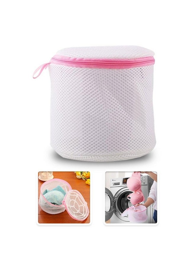 FreshDcart FDCA502 Round cloth washing Laundray bag washing net bag Pouch Mesh Laundry Bag with rust free zipper for Washing bra, socks and underwear (White, Pack of 1) - Image 1