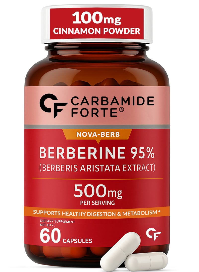 Carbamide Forte Berberis Berberine 95% with Milk Thistle & Cinnamon | Berberine Capsules 500 mg | 60 Veg Capsule - Image 1
