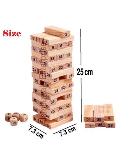 Jambuwala Enterprise Jambuwala Enterprise® Wooden Building Blocks Puzzle 48 Pcs Challenging 4pcs Dice Wooden Blocks Stacking Game Maths, Educational Wooden Tumbling Tower 48 Pcs with 4 Dices Game for Adults & Kids.  - Image 3