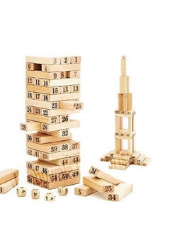 Jambuwala Enterprise Jambuwala Enterprise® Wooden Building Blocks Puzzle 48 Pcs Challenging 4pcs Dice Wooden Blocks Stacking Game Maths, Educational Wooden Tumbling Tower 48 Pcs with 4 Dices Game for Adults & Kids.  - Image 4