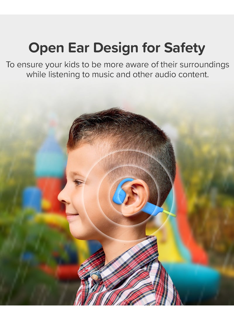 myFirst AirWaves Wireless Headphones | Kids Safe Air Conduction Bluetooth Headphones, 85dB Volume Safe, Open Ear Design, Comfortable, Ultra LightWeight, IPX5, 14 Hrs Playtime - Blue - Image 3