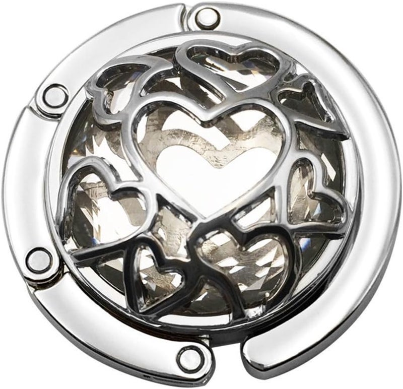 Grtdrm Multiple Hearts Style Premium Foldable Handbag Bag Purse Hanger Table Hook Holder (White) - Image 1