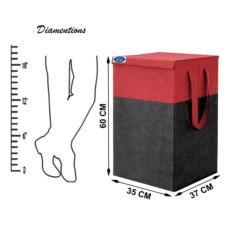 SKYLII 68 L Laundry Basket for Clothes With Lid and Handles Durable and Collapsible Laundry Clothes Toys storage Bag Foldable Laundry Bin for Dirty Clothes Pack of 2 Red Black - Image 5
