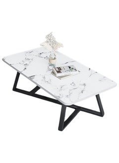 White Marble Stone Top Sleek Design Coffee Table For Modern Living Room Sofa Table 100 CM