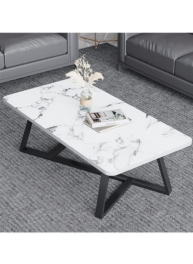NKX - White Marble Stone Top Sleek Design Coffee Table For Modern Living Room Sofa Table 100 CM - Image 1