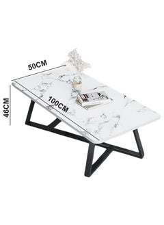 NKX White Marble Stone Top Sleek Design Coffee Table For Modern Living Room Sofa Table 100 CM  - Image 3