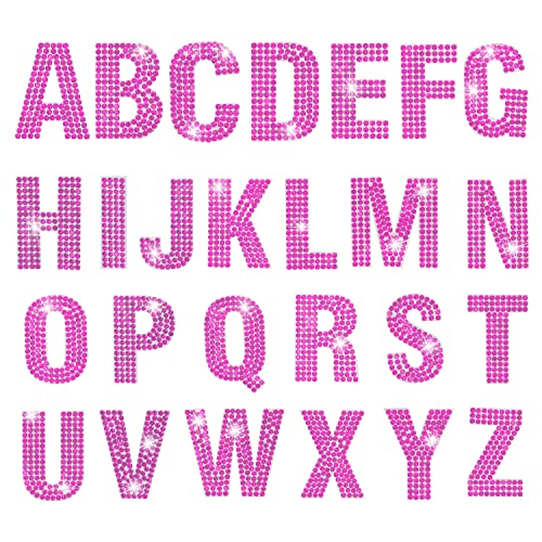 PRATIQUE Glitter Rhinestone Alphabet Letter Stickers, 26 Letters Self-Adhesive Stickers for DIY Art and Craft (Pink) - Image 1