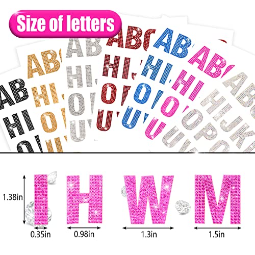PRATIQUE Glitter Rhinestone Alphabet Letter Stickers, 26 Letters Self-Adhesive Stickers for DIY Art and Craft (Pink) - Image 2