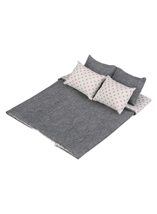Inusitus Dollhouse Bedding, 5 Piece Set with Comforter & Pillows, Blanket, Realistic Bedroom Accessories for 12 inch Dolls, 1/6 Scale - Image 1