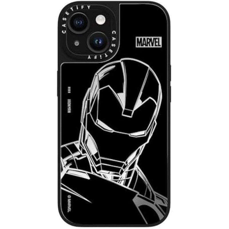 Casetify Mirror iPhone 15 Case 【Iron Man Co-Lab/Reflective / 4.9ft Drop Protection/Compatible with Magsafe】 - Iron Man - Black - Silver on Black - Image 4