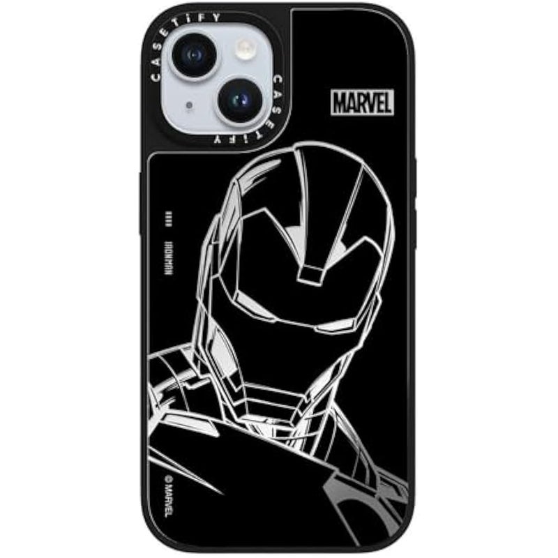 Casetify Mirror iPhone 15 Case 【Iron Man Co-Lab/Reflective / 4.9ft Drop Protection/Compatible with Magsafe】 - Iron Man - Black - Silver on Black - Image 3