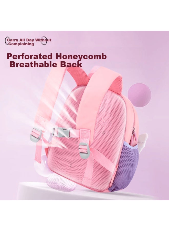 Yome Kindergarten Large Class Backpack Children's Cartoon Cute Double Shoulder Bag School Bag Heart Purple - Image 2