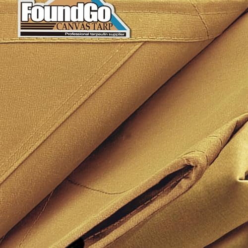 FoundGo 6x8ft Canvas Tarp 22 Mil Tarps 14 oz Canvas Tarpaulin Heavy Duty Cloth Water/UV Resistant Cover with Rustproof Grommets & Ropes for Cars,Roofs,Boats,Camps,Sunshades，Moisture Barrier -Tan - Image 2