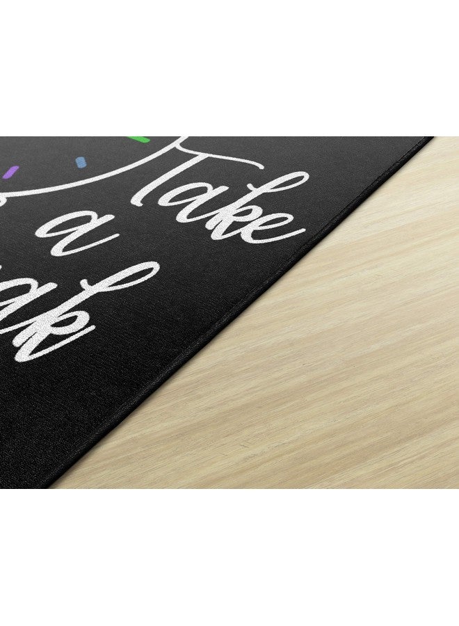 Flagship Carpets Take A Break Childrens Time Clock Classroom Entryway or Home Door Mat or Small Area Rug, 30" x 30", Black - Image 2