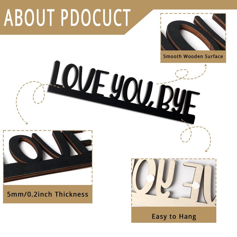 Longan Craft Love You Bye Sign Above Door Wooden Door Topper Decoration, Love You Bye Sign for Door Frame Corner Wall DÃ©cor Home Art Gift, Hallway Entryway Decorations Express Warm and Loves(Black Letters) - Image 3