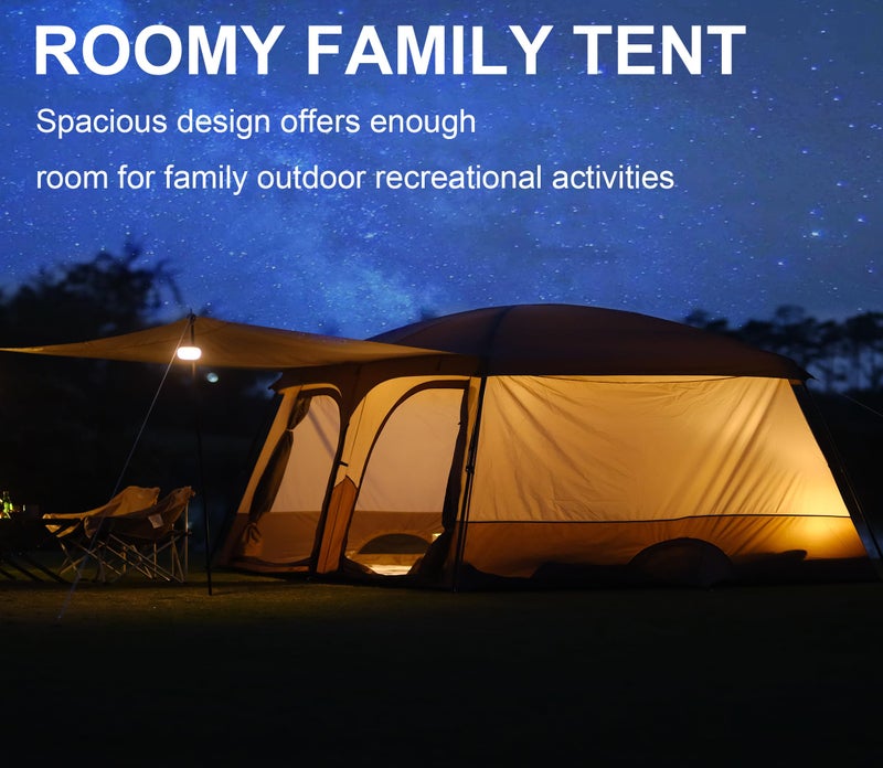 Vidalido Tents，8-10 Person Camping Tent with Extended Vestibule，2 Room Weather Resistant Family Tents，Easy Install Waterproof Outdoor Tent for Camping Hiking（Green） - Image 5