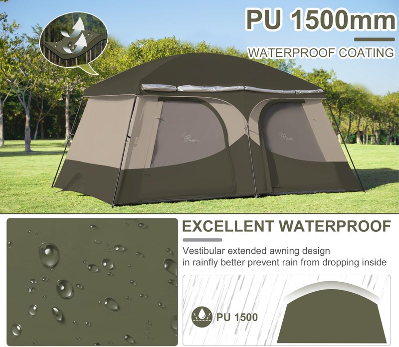 Vidalido Tents，8-10 Person Camping Tent with Extended Vestibule，2 Room Weather Resistant Family Tents，Easy Install Waterproof Outdoor Tent for Camping Hiking（Green） - Image 2