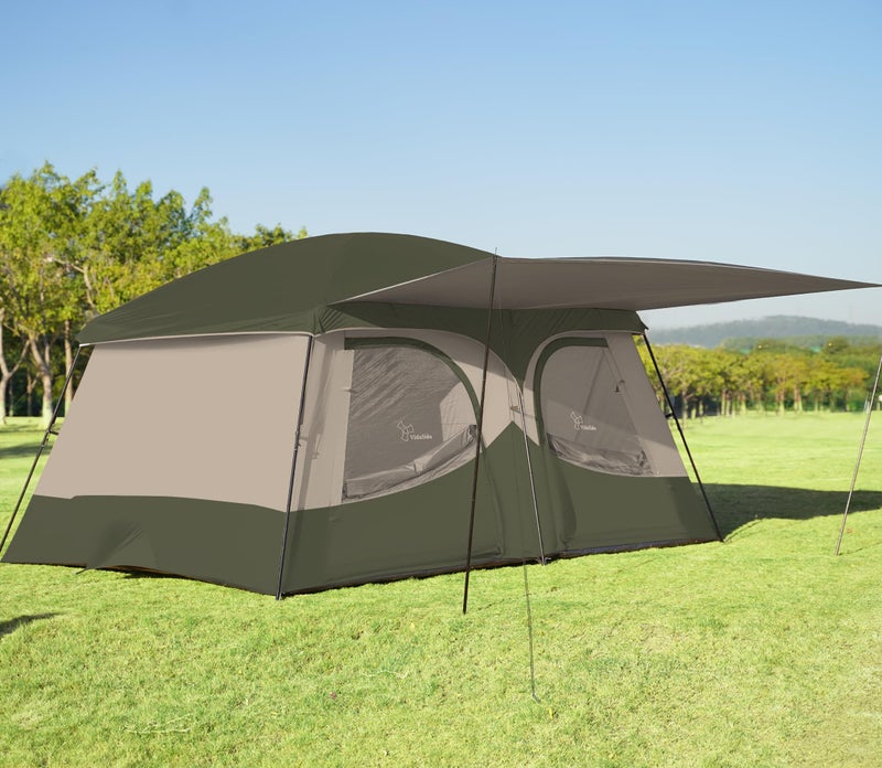 Vidalido Tents，8-10 Person Camping Tent with Extended Vestibule，2 Room Weather Resistant Family Tents，Easy Install Waterproof Outdoor Tent for Camping Hiking（Green） - Image 1