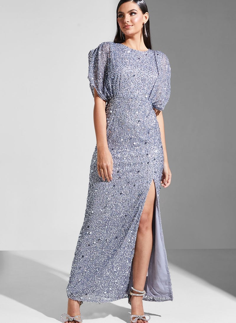 Namshi x Sequin Puff Sleeve Dress  - Image 4
