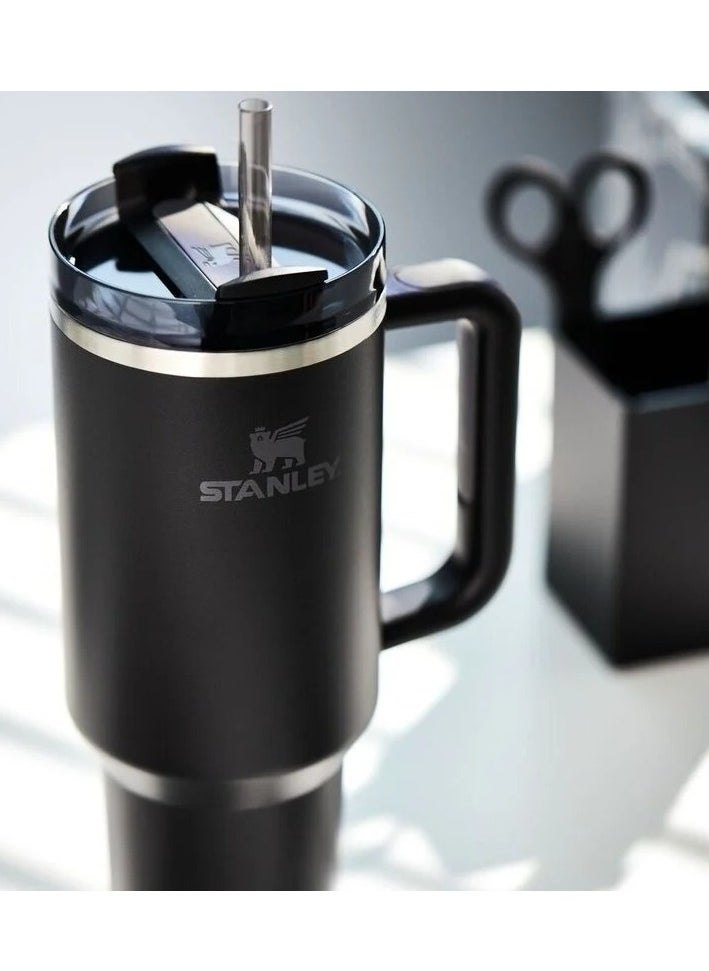 Stanley - Quencher H2.0 FlowState Vacuum Insulated Tumbler 40oz Black Stainless Steel Travel Mug with Leakproof Lid & Reusable Straw, Double-Walled Design, Keeps Drinks Hot for 7 Hours & Cold for 24 Hours, Durable & Portable, Ideal for On-the-Go Hydration - Image 1