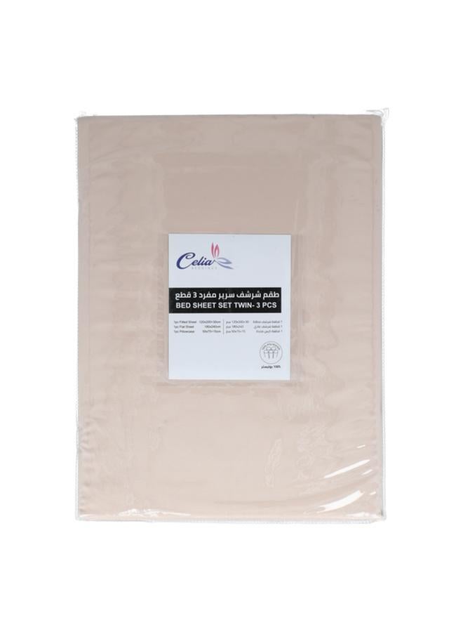 Celia 3-Piece Superior Quality Elegant Bedsheet Set Wheat Twin - Image 1