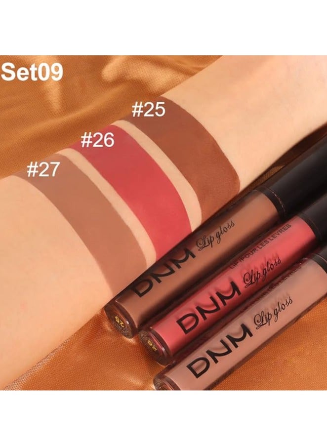DNM 3Pcs Nude Brown Pink Dark Maroon Matte Liquid Lipstick Makeup Sets for Dark Skin Black Women DNM Permanent Lip Stain Set Long Lasting Lipstick 24 Hours Waterproof mate color 09 - Image 5