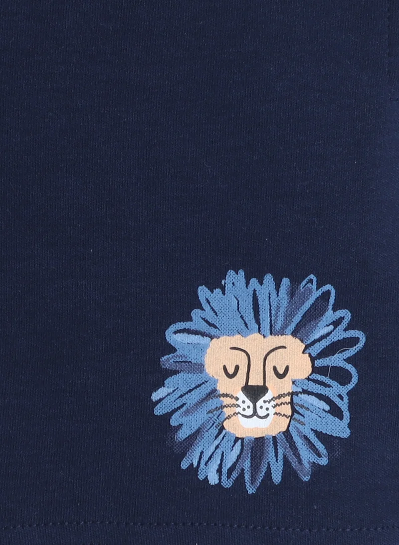 victor and jane Victor and Jane Infant 2PC Set, Orange T-Shirt with Cute Tiger And Blue Shorts