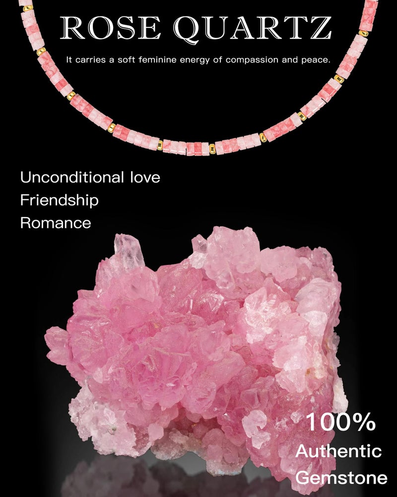 MIDDLUX Rose Quartz Necklace, Choker Necklace Gifts for Women, Crystal Necklaces, Summer Jewelry, Beaded Necklaces for Women - Image 5