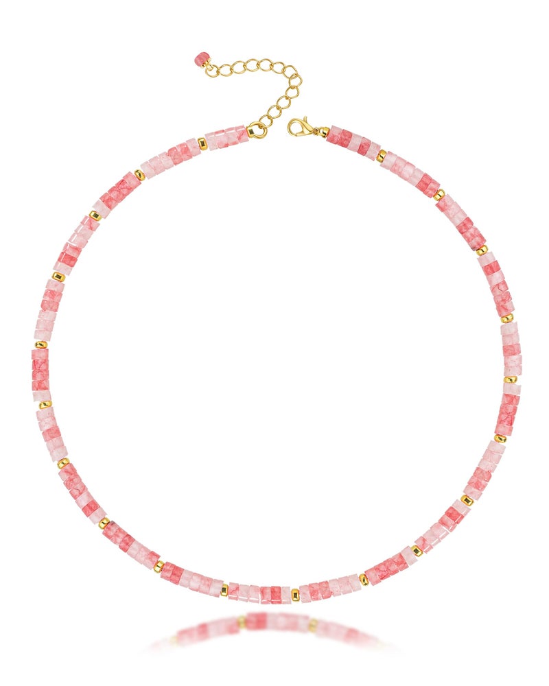 MIDDLUX Rose Quartz Necklace, Choker Necklace Gifts for Women, Crystal Necklaces, Summer Jewelry, Beaded Necklaces for Women - Image 1
