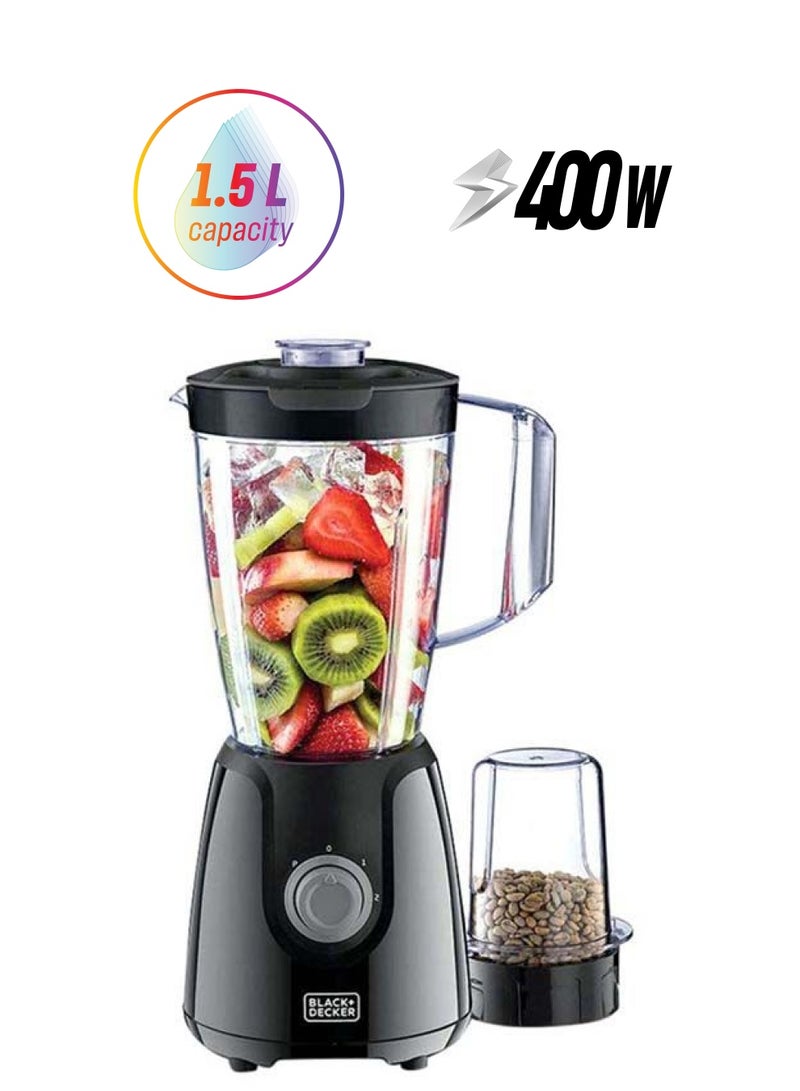 BLACK+DECKER Blender With Grinder Mill 1.5 L 400 W BX430J-B5 Black - Image 1