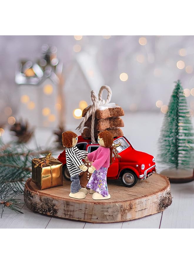 SYOSI 4Pcs Wooden Doll House Set With Family Pretend Play Figures Accessories Miniature Dolls & Playsets Wooden Dollhouse People Figures Pack For Kids & Girls Pretend Gift - Image 4