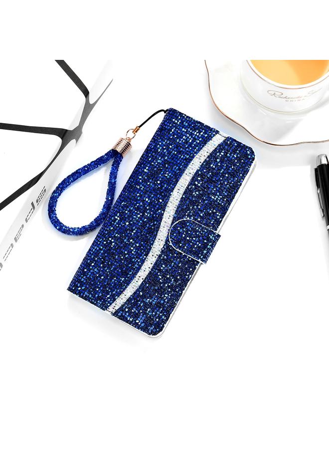 زبون جراب لهاتف iPhone 13 Pro Max، جراب جلدي أفقي قابل للطي بلون بودرة لامع مع فتحات للبطاقات وحامل وحبل - Image 1