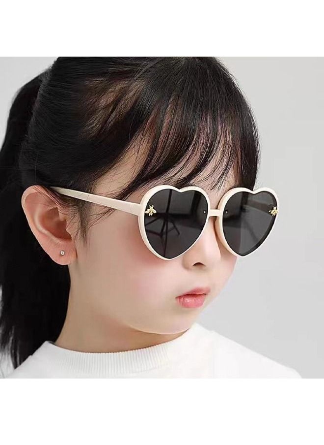 Generic - Heart Shaped Children's Sunglasses, Gradient Lenses, Jelly Frame, Boys And Girls' Sunglasses, 2-10 Years Old UV400 Protective Bee Frame, Children's UV Resistant Sunglasses - Image 1