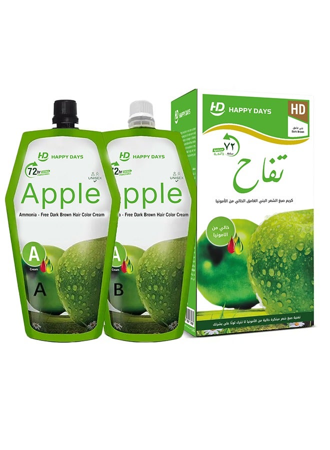 HAPPY DAYS Ammonia-Free Dark Brown Apple Hair Colour Cream (500ml Cream + 500ml Developer) A1 - Image 2