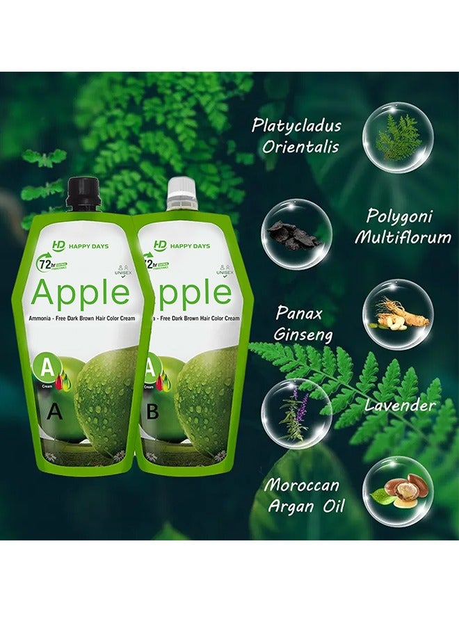 HAPPY DAYS Ammonia-Free Dark Brown Apple Hair Colour Cream (500ml Cream + 500ml Developer) A1 - Image 4