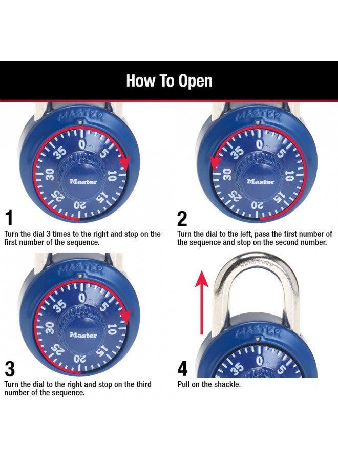 Master Lock Master Lock 1530T Locker Lock Combination Padlock, 2 Count (Pack of 1), Colors May Vary  - Image 5