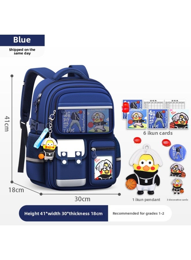 Schoolbag Primary School Girl's Large Capacity Children's Ridge Protection Girl Three To Six 2024 First Grade Light Shaoqian-Color: Small Sapphire Chicken Is So Beautiful (grades 1-2)-Size:Schoolbag + Exquisite 10-piece Set + Stationery Box - Image 1