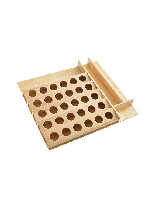 Rev-A-Shelf RevAShelf 22 KCup Coffee or Tea Pod Organizer Pull Out Kitchen Draw Utensil Storage Organizer Maple Wooden Insert for 30 Pods 4CDI24KCUP1 