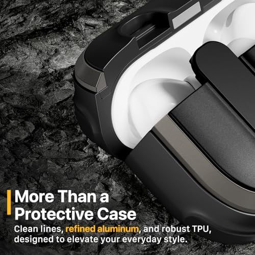 MAGEASY Design for AirPods Pro 2 Case Cover - Rugged AirPods Pro Case with Lock | Work with Cable, Official Apple Watch & MagSafe Charging | Include Carabiner & Wrist Strap - Odyssey, Metal Blue Gray - Image 3