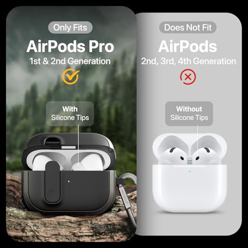 MAGEASY Design for AirPods Pro 2 Case Cover - Rugged AirPods Pro Case with Lock | Work with Cable, Official Apple Watch & MagSafe Charging | Include Carabiner & Wrist Strap - Odyssey, Metal Blue Gray - Image 2