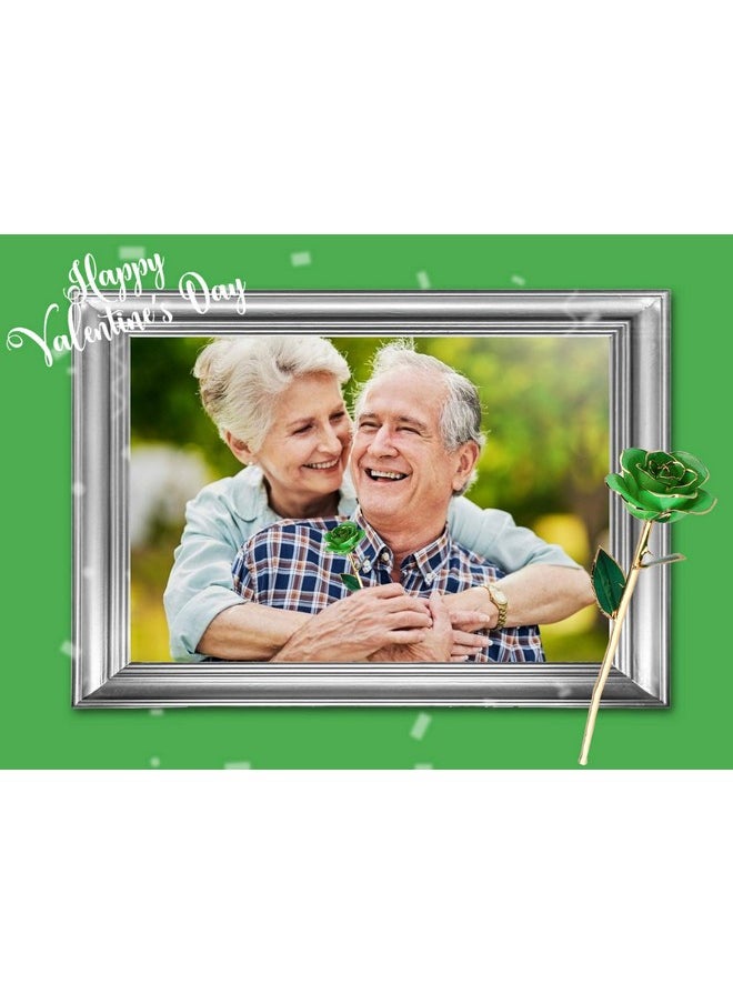 ZJchao - 24K Green Rose For Her Eternal Eternity Love Real Gold Plated Rose Flower Best Present For Wife/Mom/Girlfriend Anniversary Wedding Birthday Graduation (Green) - Image 1