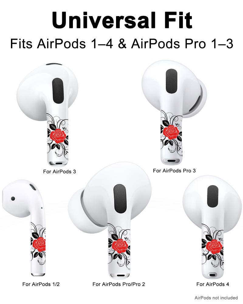 RockMax for AirPods 4 Skinï¼ŒPersonalized Rose Stickers for AirPods 1/2/3/4 & Pro 1/2/3, Compatible with AirPod Case, Durable Tattoo Wrap, Easy to Identify, Stylish Gift for Women and Girls - Image 4
