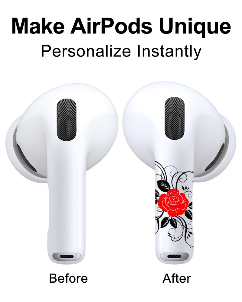 RockMax for AirPods 4 Skinï¼ŒPersonalized Rose Stickers for AirPods 1/2/3/4 & Pro 1/2/3, Compatible with AirPod Case, Durable Tattoo Wrap, Easy to Identify, Stylish Gift for Women and Girls - Image 2