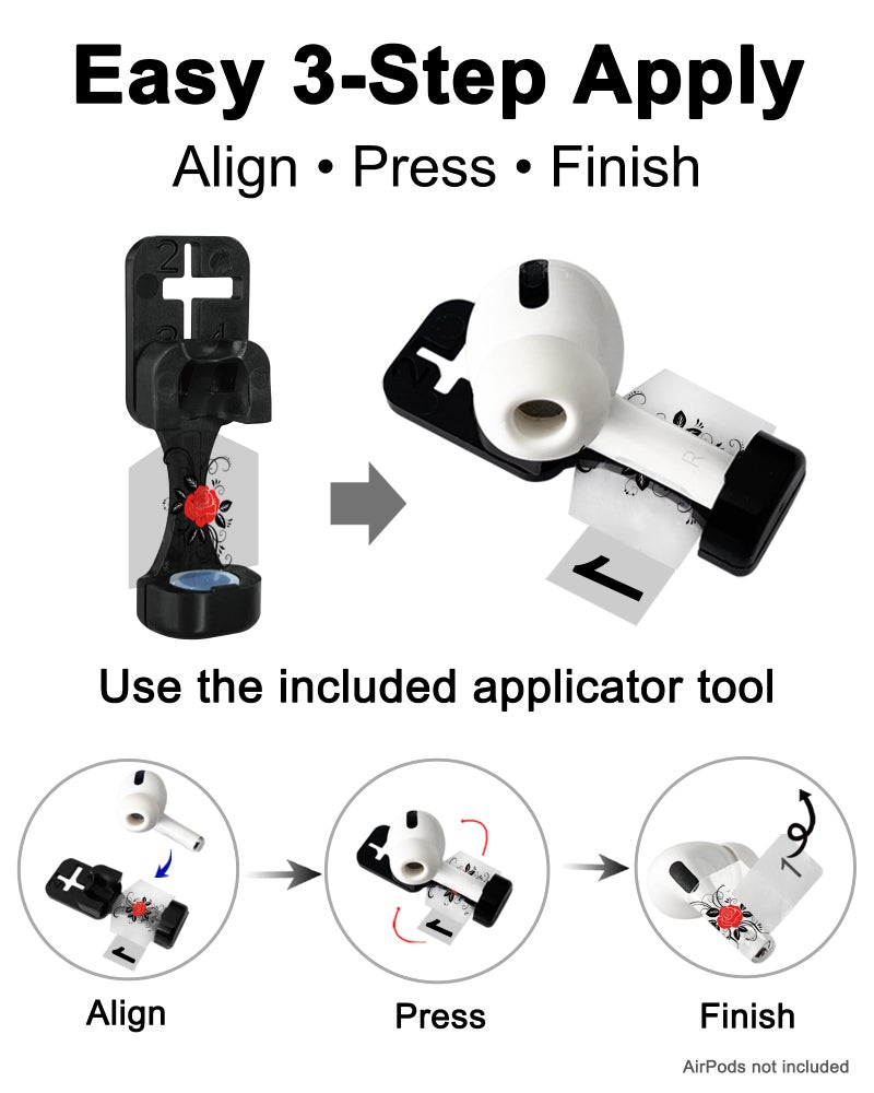 RockMax for AirPods 4 Skinï¼ŒPersonalized Rose Stickers for AirPods 1/2/3/4 & Pro 1/2/3, Compatible with AirPod Case, Durable Tattoo Wrap, Easy to Identify, Stylish Gift for Women and Girls - Image 3