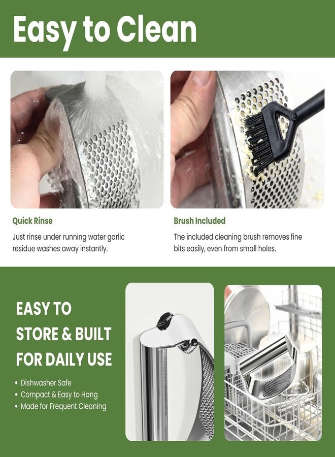 BOKKY Garlic Press Rocker 304 Stainless Steel Garlic Mincer & Crusher with Silicone Peeler and Cleaning Brush, Ergonomic Dishwasher Safe Garlic Chopper Kitchen Gadget for Seniors & Home Cooks - Image 4