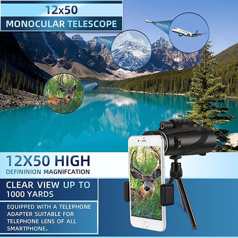 80X100 Telescope 12X50 Monocular Telescope 40X60 Astronomical Telescope Magnifying Glass Bird Watching Telescope - Image 5