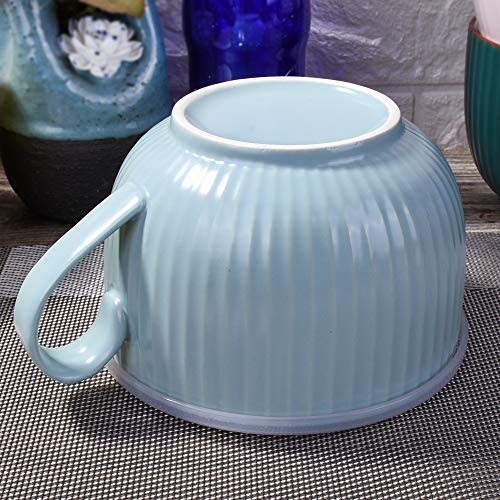 BOSILI 24oz Ceramic Soup Mug with Handle and Sealed Lid, Large Microwave Ramen Bowl with Steam Release Valve, Porcelain Cereal Cup for Coffee & Tea, Dishwasher & Fridge Safe, Light Blue - Image 2