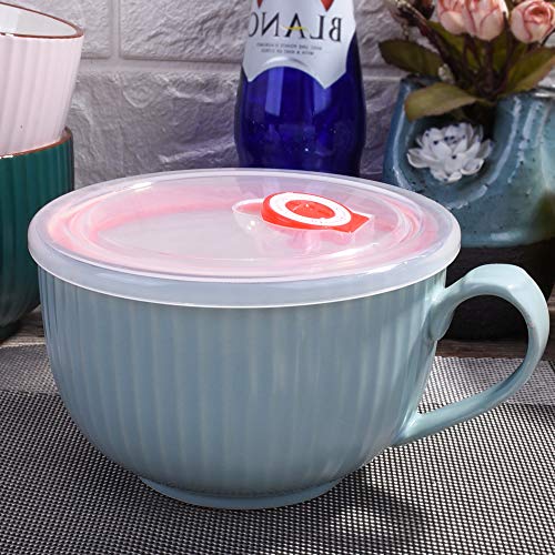 BOSILI 24oz Ceramic Soup Mug with Handle and Sealed Lid, Large Microwave Ramen Bowl with Steam Release Valve, Porcelain Cereal Cup for Coffee & Tea, Dishwasher & Fridge Safe, Light Blue - Image 4