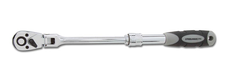 Steelman Pro Steelman 3/8-inch Drive 72-Tooth Extendable Flexible Head Ratchet, Extends from 9 1/2 Inches to 13 1/2 Inches, Quick Release, Comfort Grip - Image 5