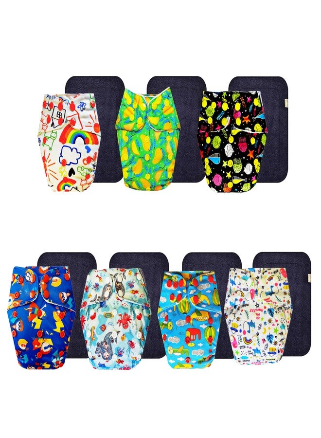 Dumbledo Premium Cloth Diaper with Black Insert (Pack of 7) | Hypoallergenic | 6-Layer Absorbent Pad | Quick Dry | Everyday Diapering Essential | 3 Months - 3 Years | Unisex Baby - Image 1